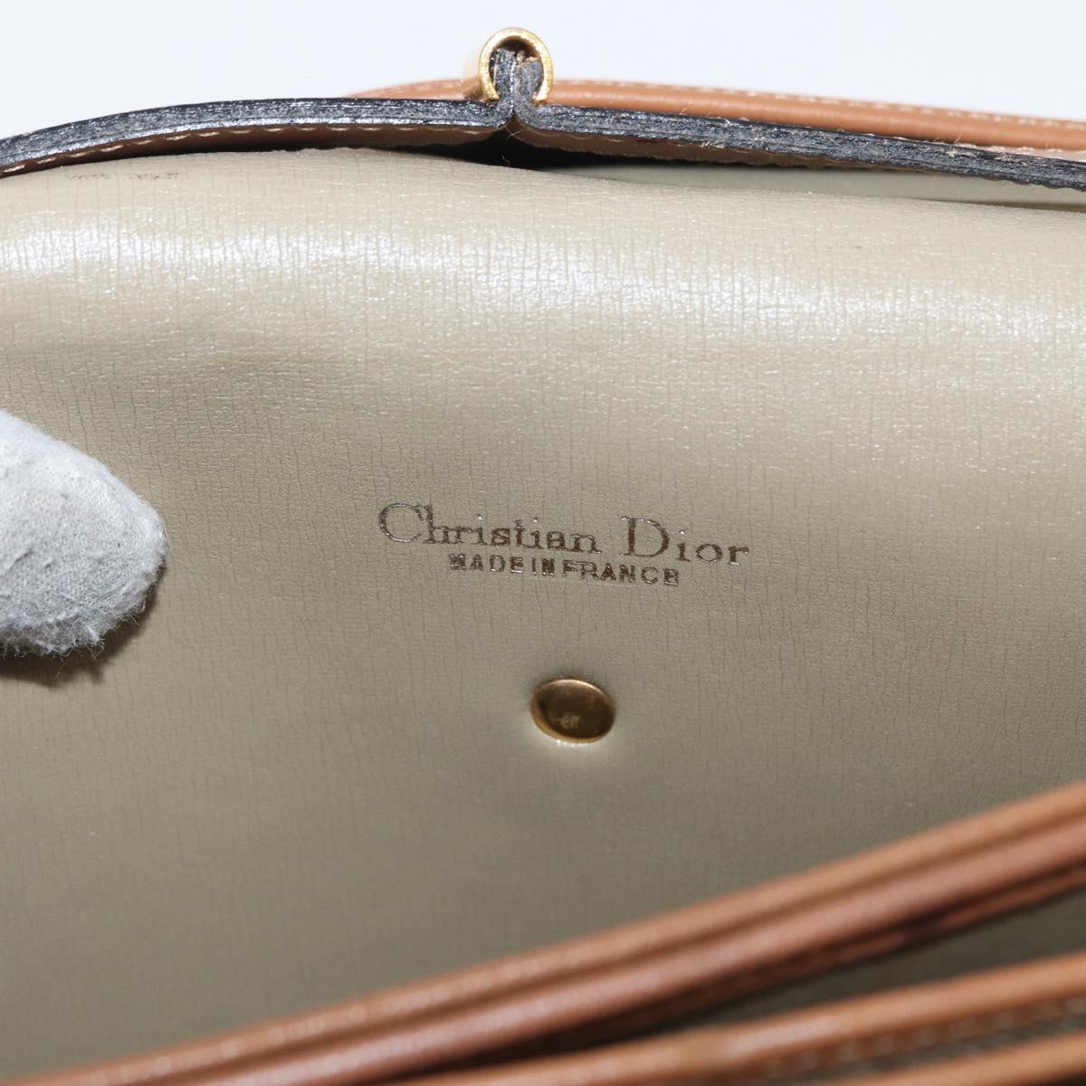 Christian Dior Honeycomb Canvas Shoulder Bag Beige Gold Auth 164498