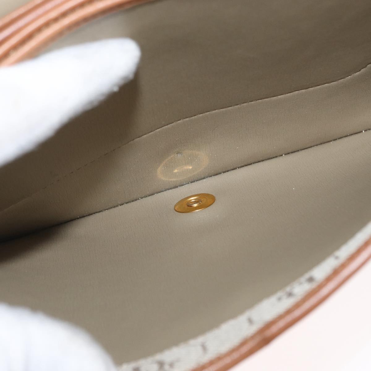 Christian Dior Honeycomb Canvas Shoulder Bag Beige Gold Auth 164498