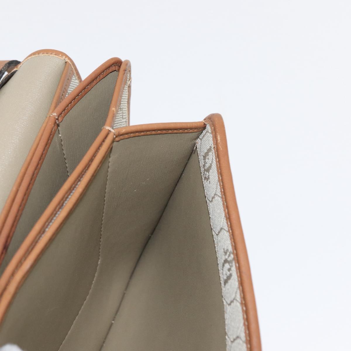 Christian Dior Honeycomb Canvas Shoulder Bag Beige Gold Auth 164498