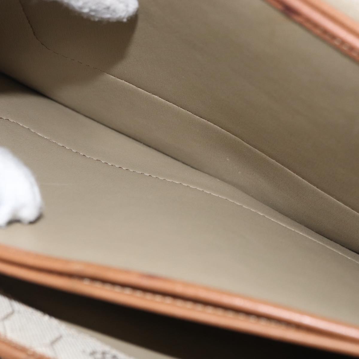 Christian Dior Honeycomb Canvas Shoulder Bag Beige Gold Auth 164498