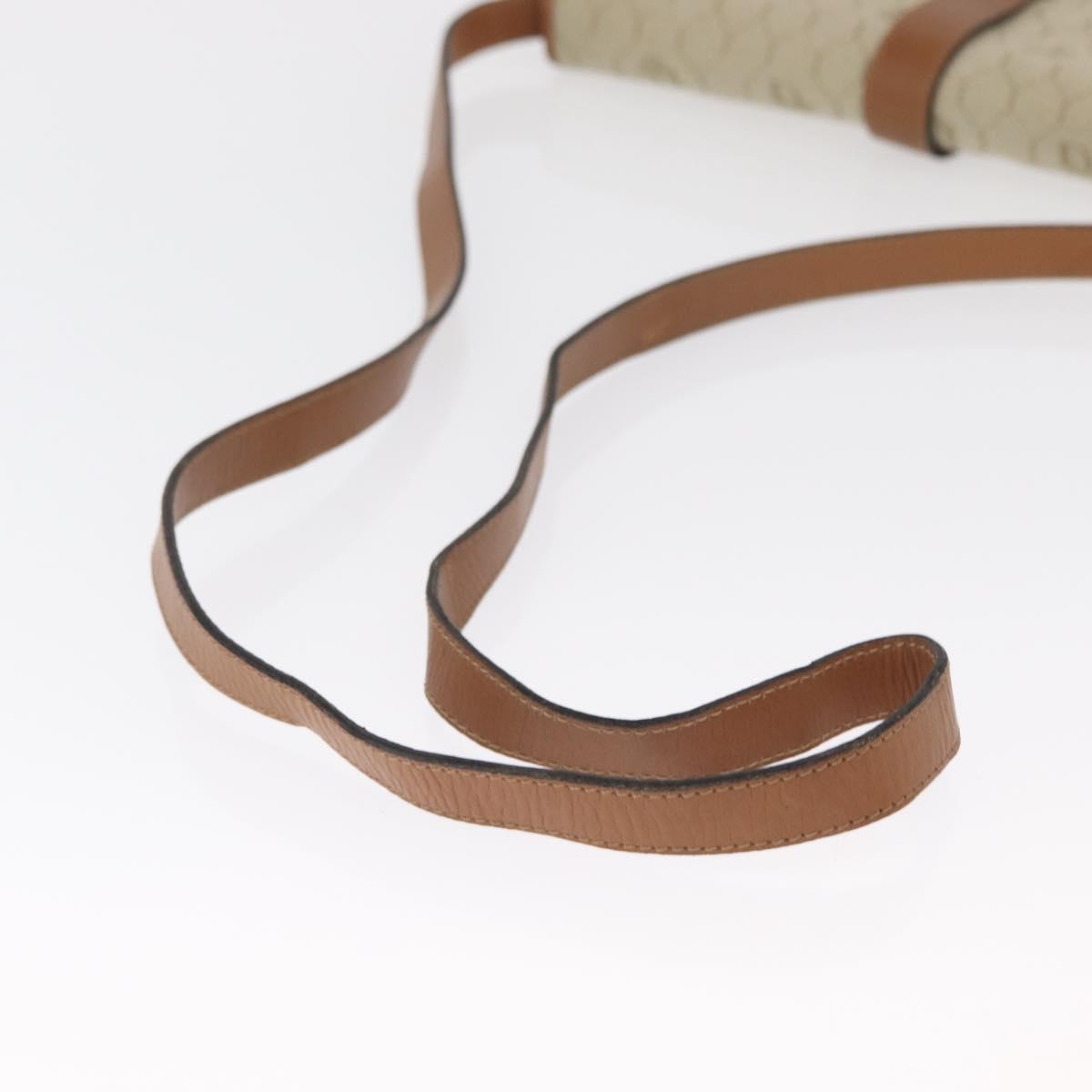 Christian Dior Honeycomb Canvas Shoulder Bag Beige Gold Auth 164498