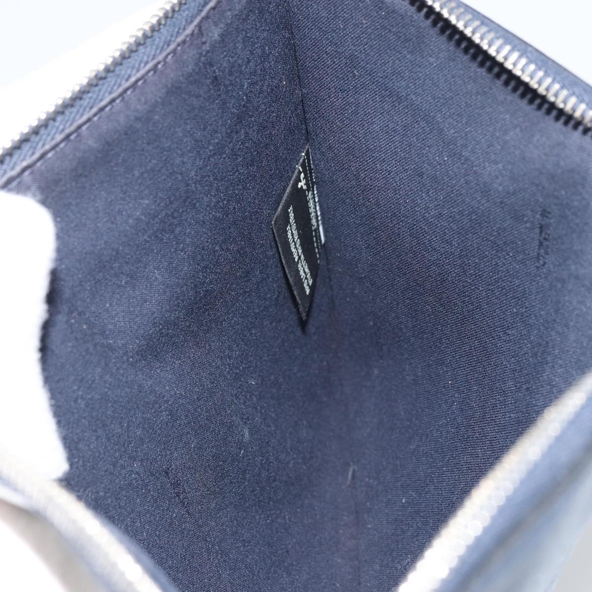 FENDI monster Clutch Bag Leather Blue Black Auth 164500