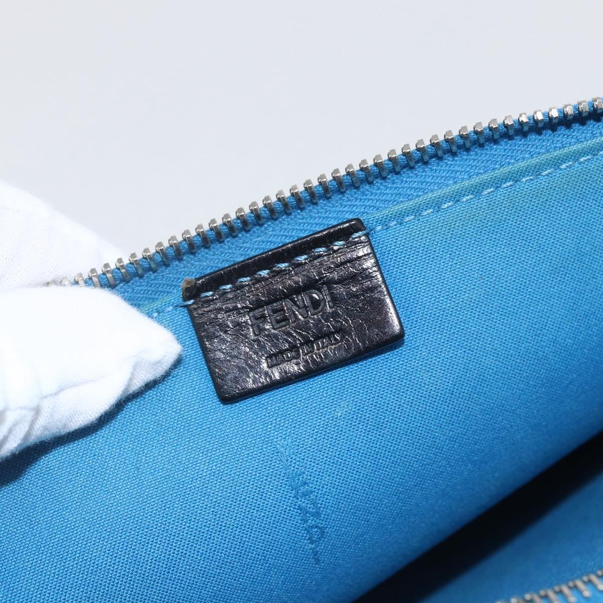FENDI monster Clutch Bag Leather Blue Auth 164501