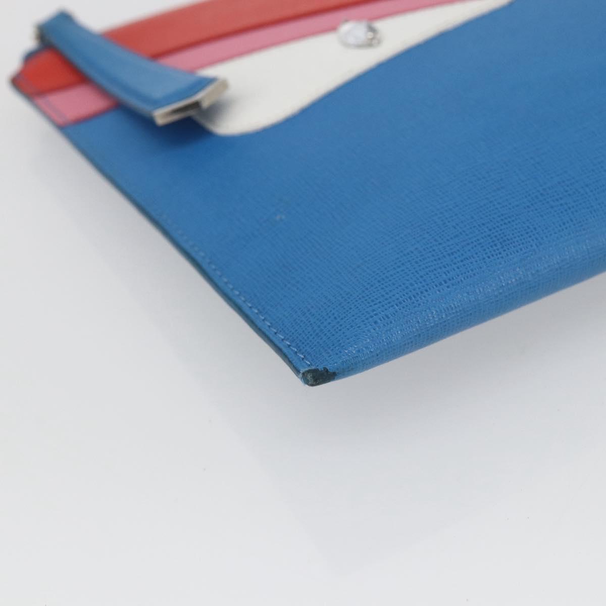 FENDI monster Clutch Bag Leather Blue Auth 164501