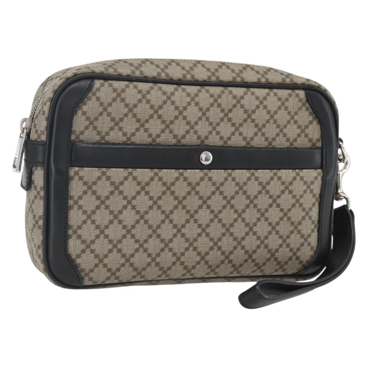 GUCCI Diamante Clutch Bag PVC Leather Beige 267921 Auth 164504