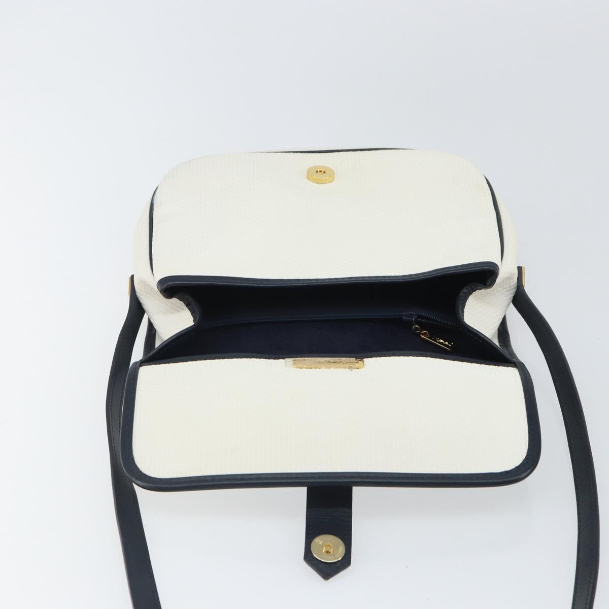 SAINT LAURENT Shoulder Bag PVC White Gold Auth 164505