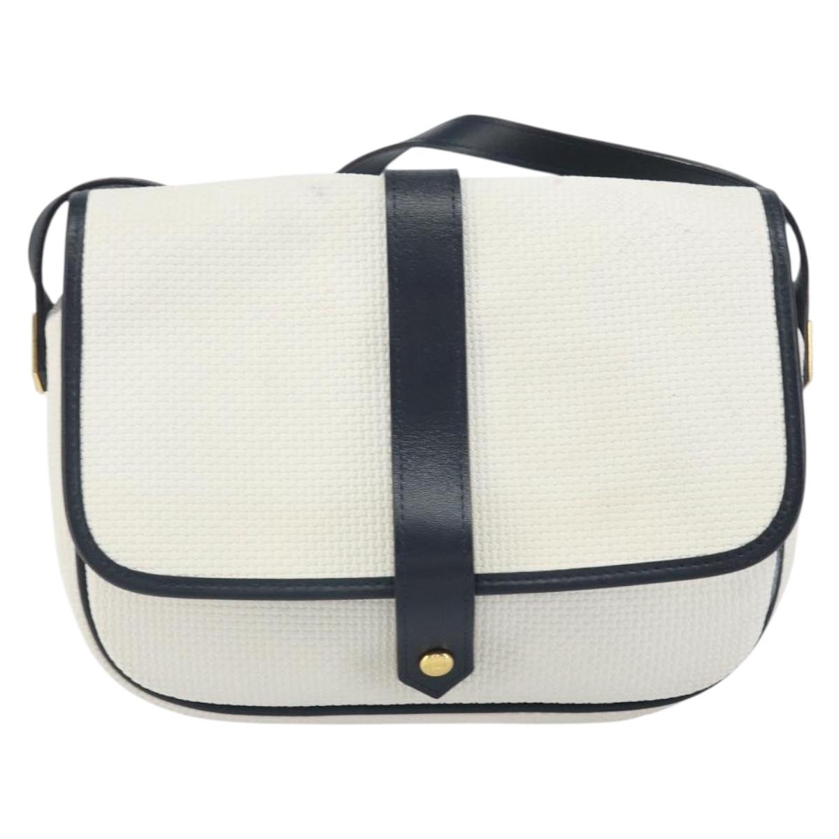 SAINT LAURENT Shoulder Bag PVC White Gold Auth 164505