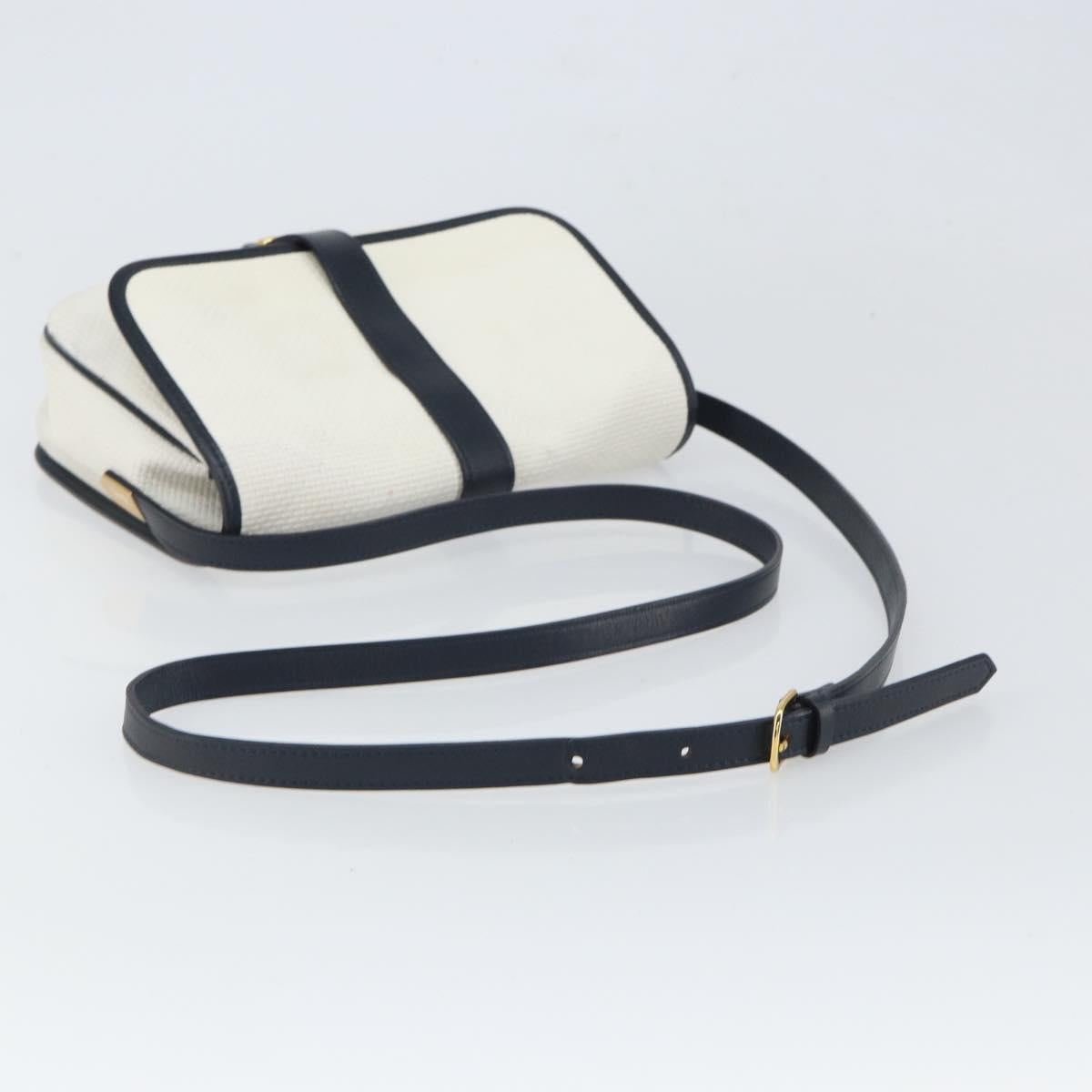 SAINT LAURENT Shoulder Bag PVC White Gold Auth 164505