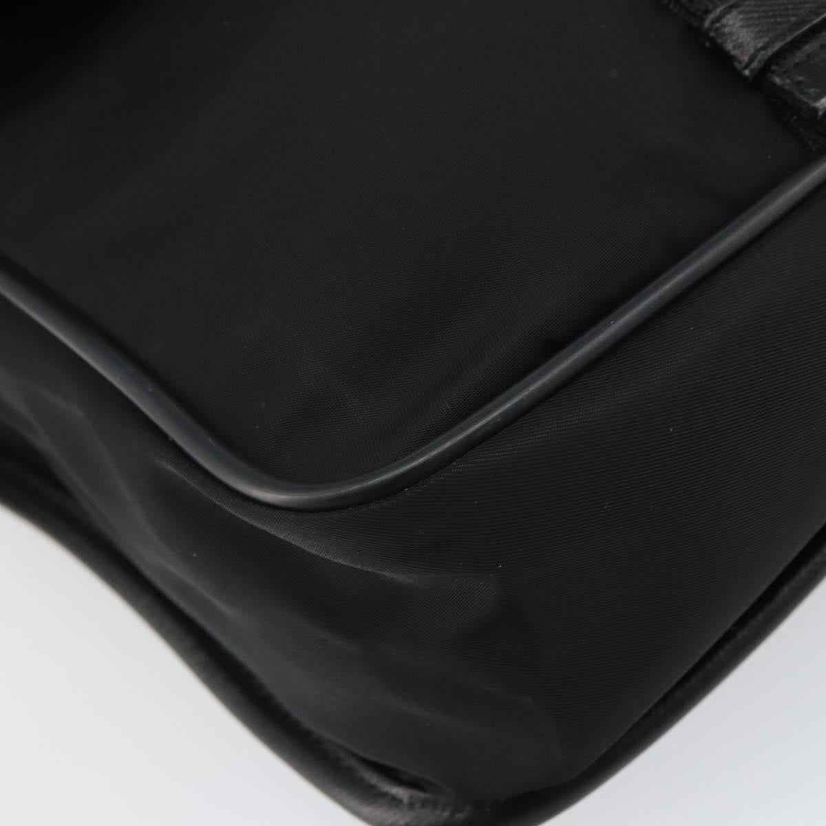 PRADA Shoulder Bag Nylon Black Silver Auth 164506