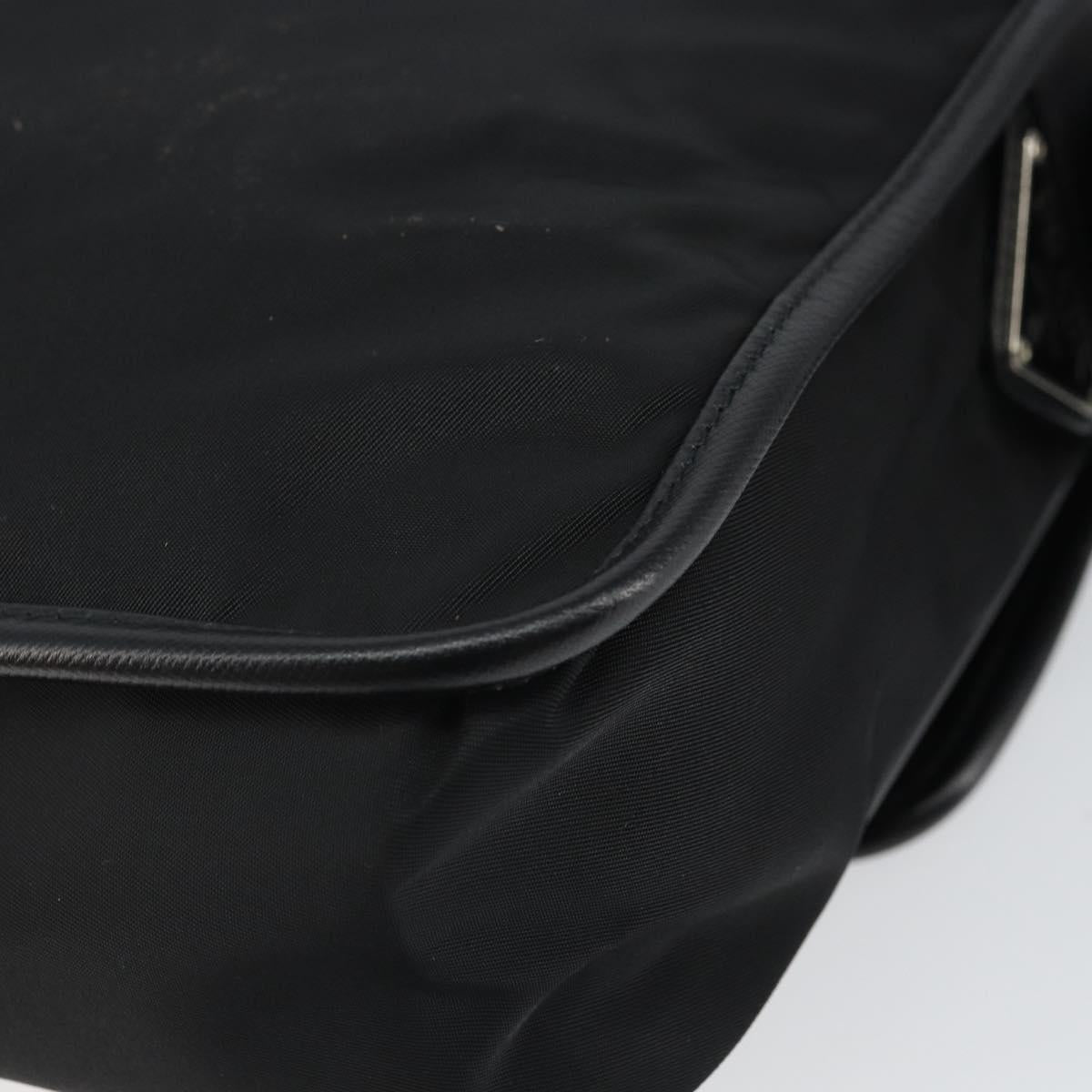 PRADA Shoulder Bag Nylon Black Silver Auth 164506