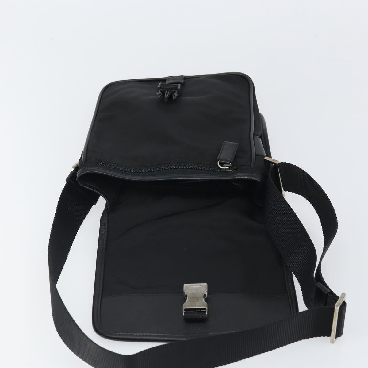 PRADA Shoulder Bag Nylon Black Silver Auth 164506