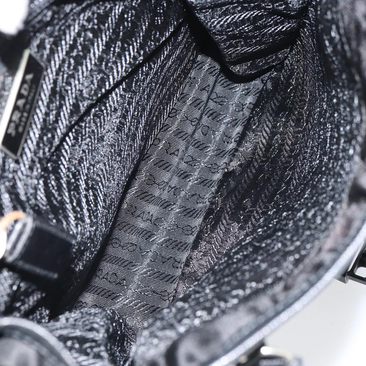 PRADA Shoulder Bag Nylon Black Silver Auth 164506