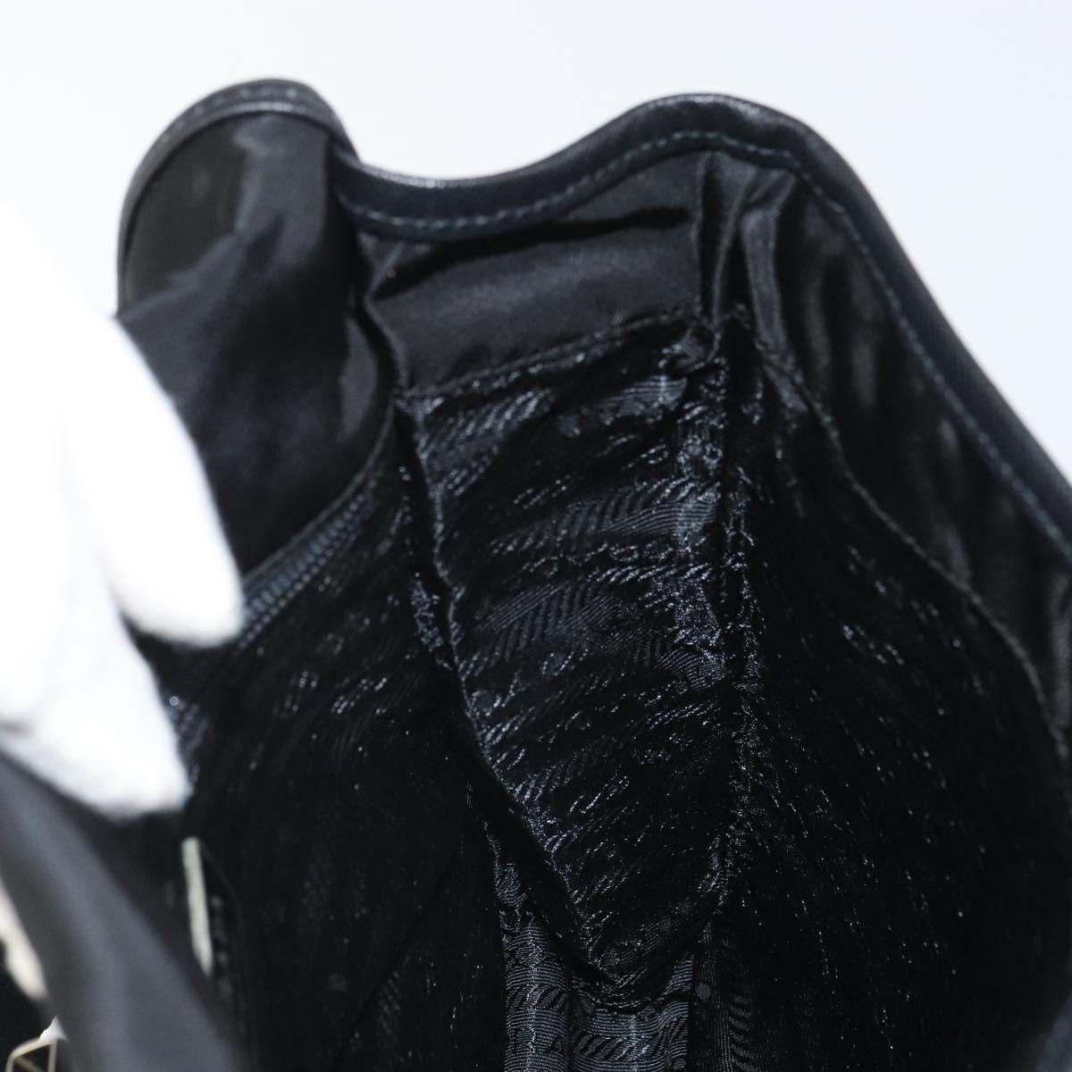 PRADA Shoulder Bag Nylon Black Silver Auth 164506