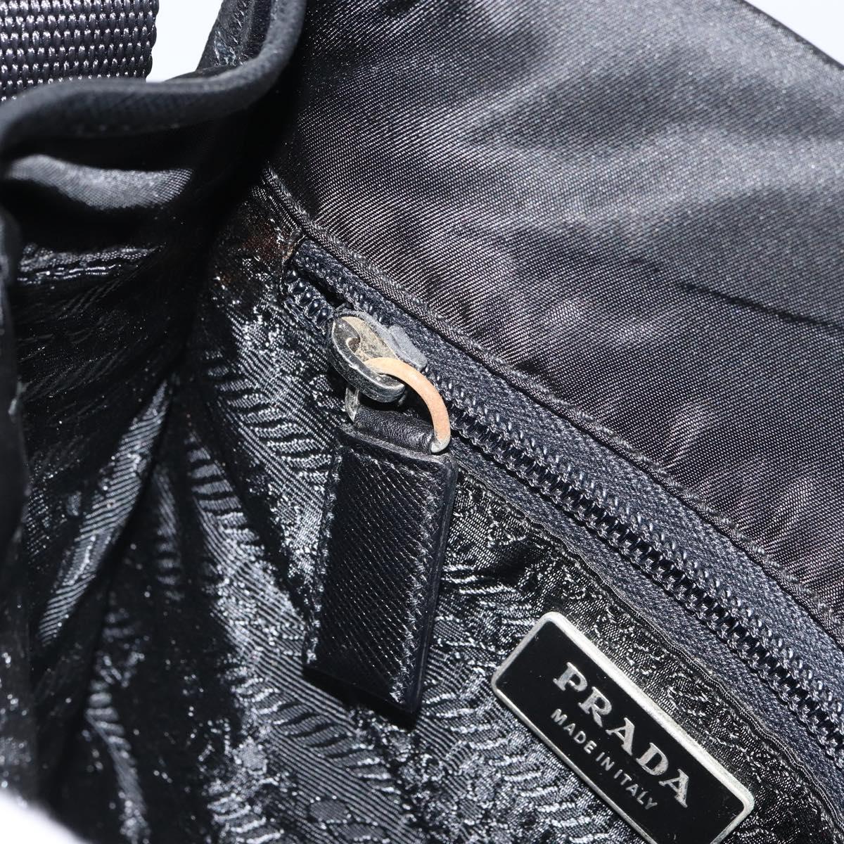 PRADA Shoulder Bag Nylon Black Silver Auth 164506