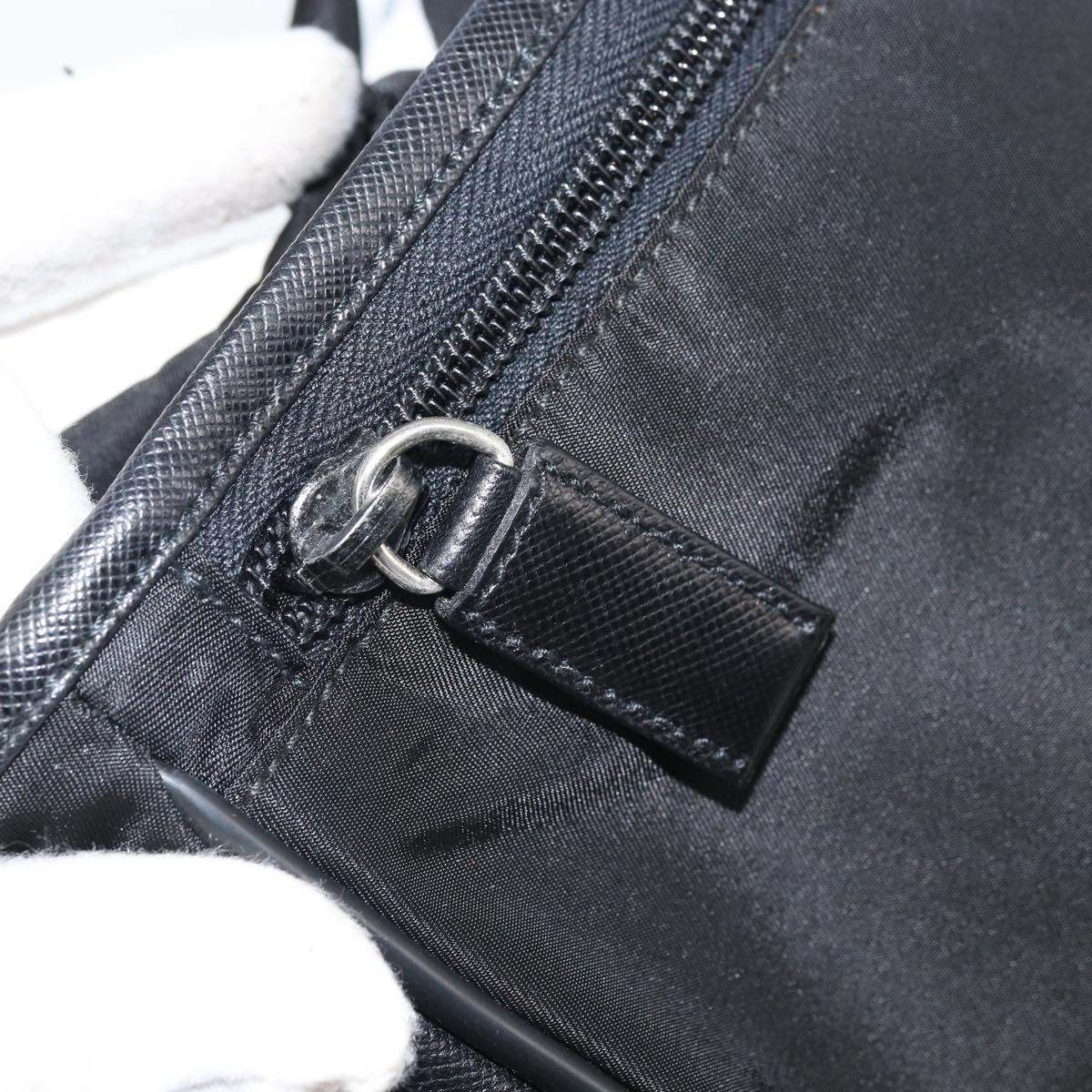 PRADA Shoulder Bag Nylon Black Silver Auth 164506