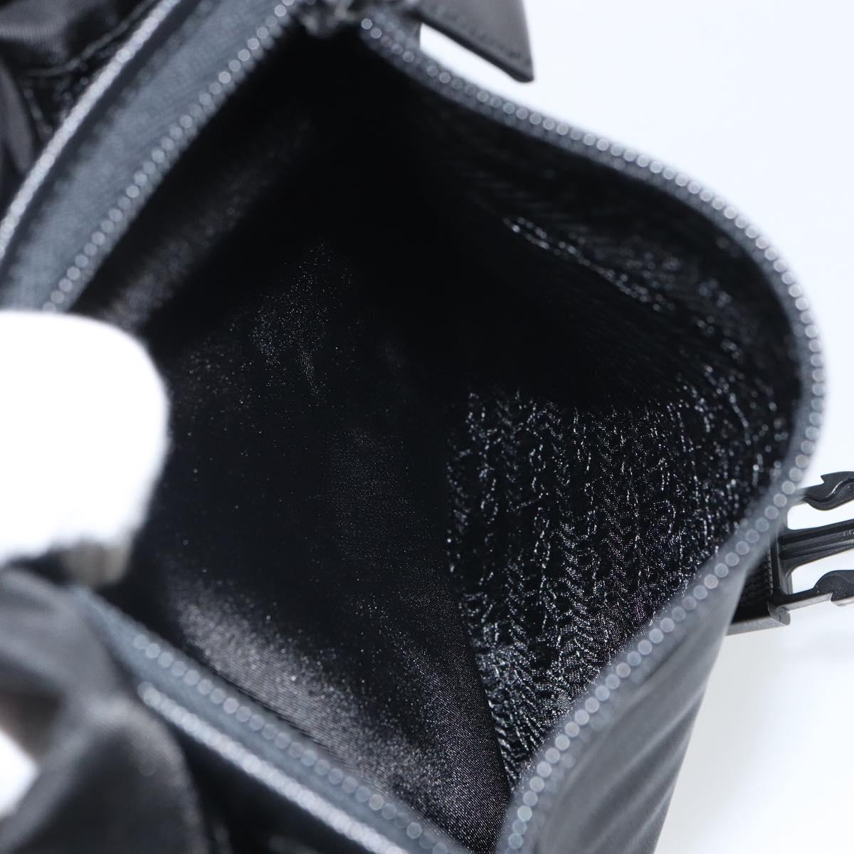 PRADA Shoulder Bag Nylon Black Silver Auth 164506