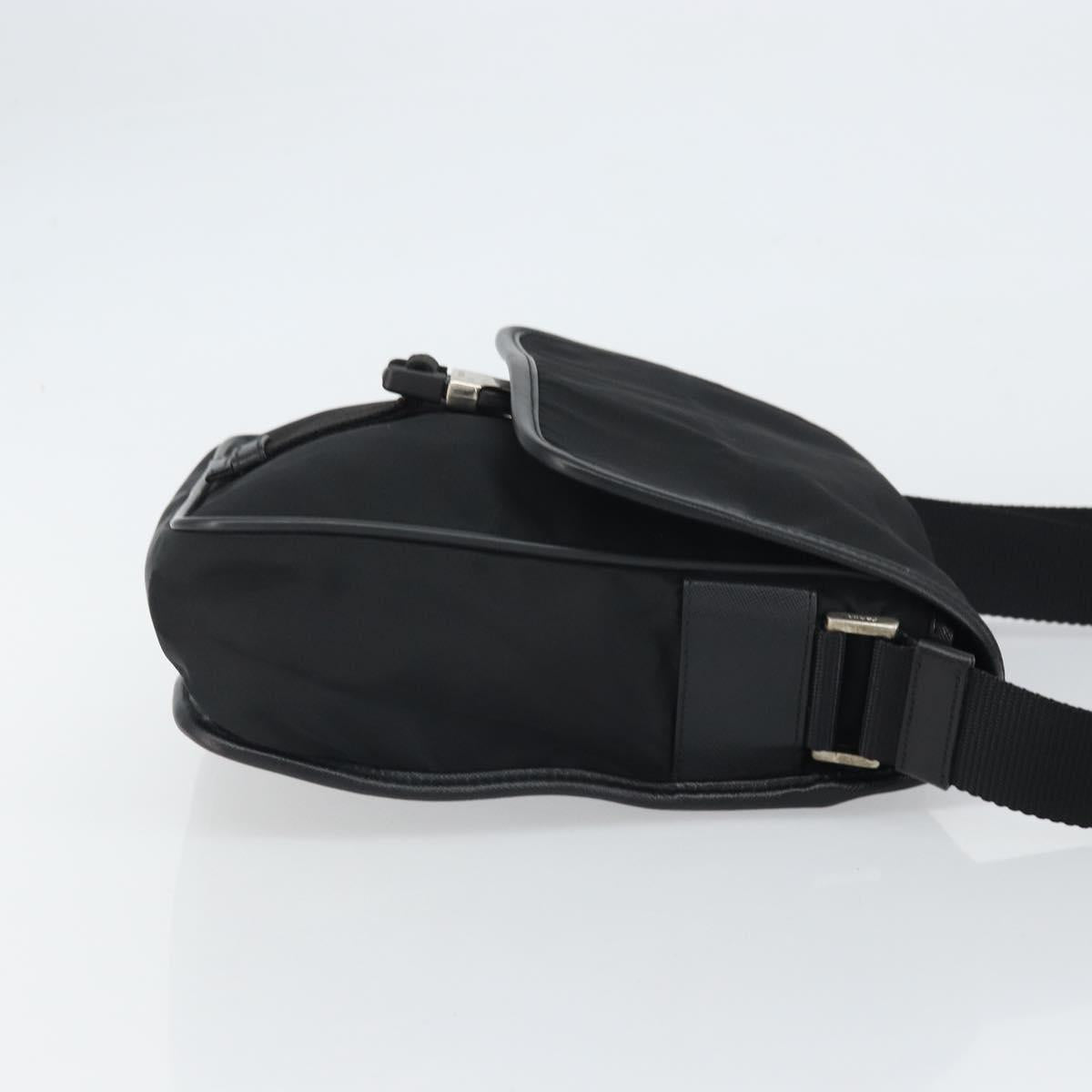 PRADA Shoulder Bag Nylon Black Silver Auth 164506