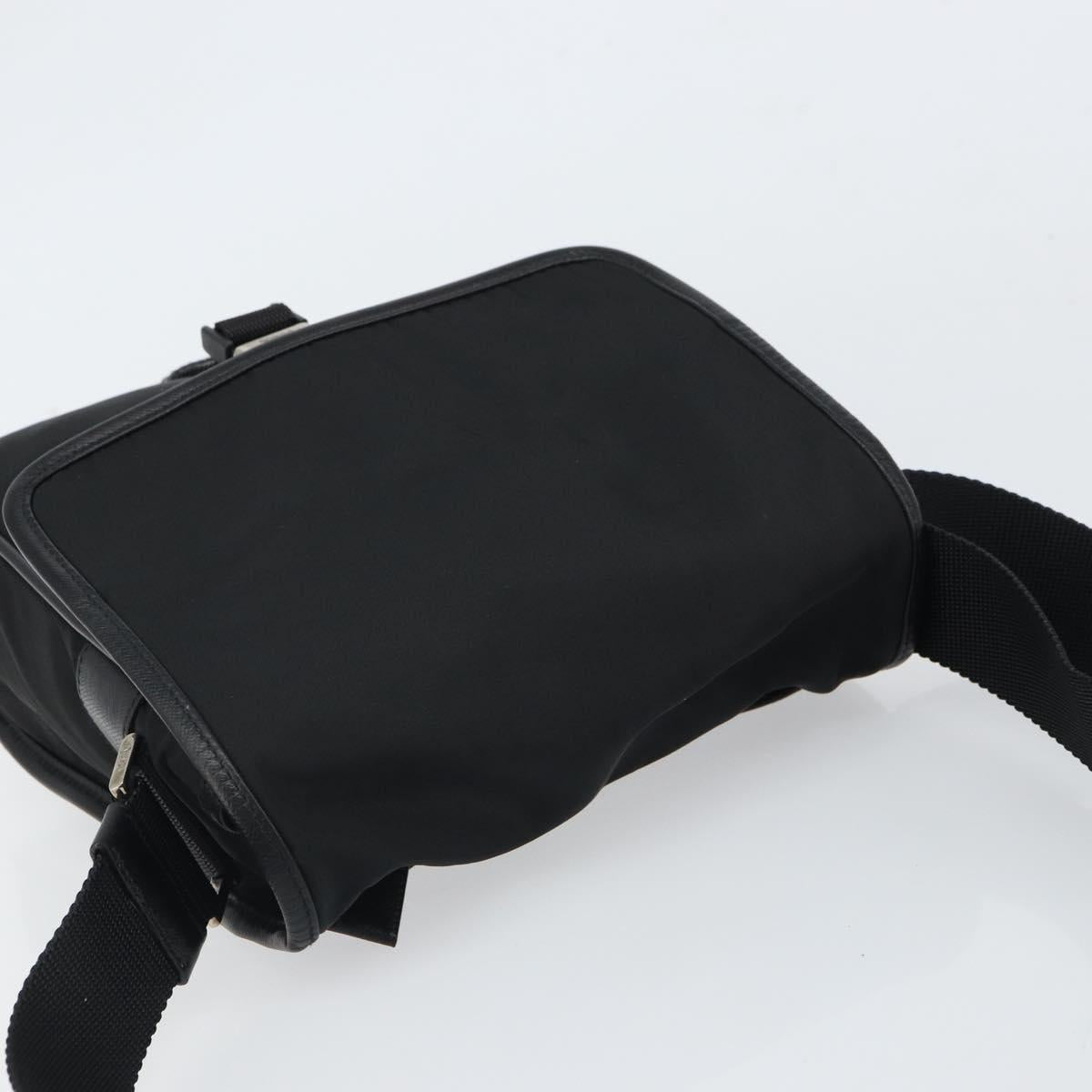 PRADA Shoulder Bag Nylon Black Silver Auth 164506