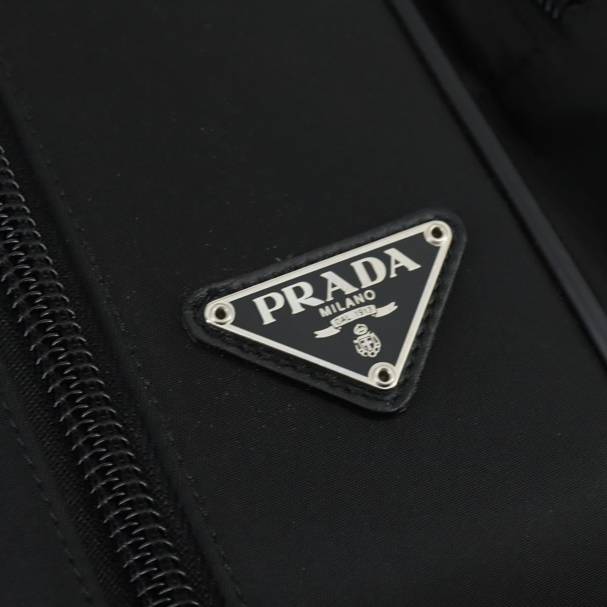 PRADA Shoulder Bag Nylon Black Silver Auth 164507