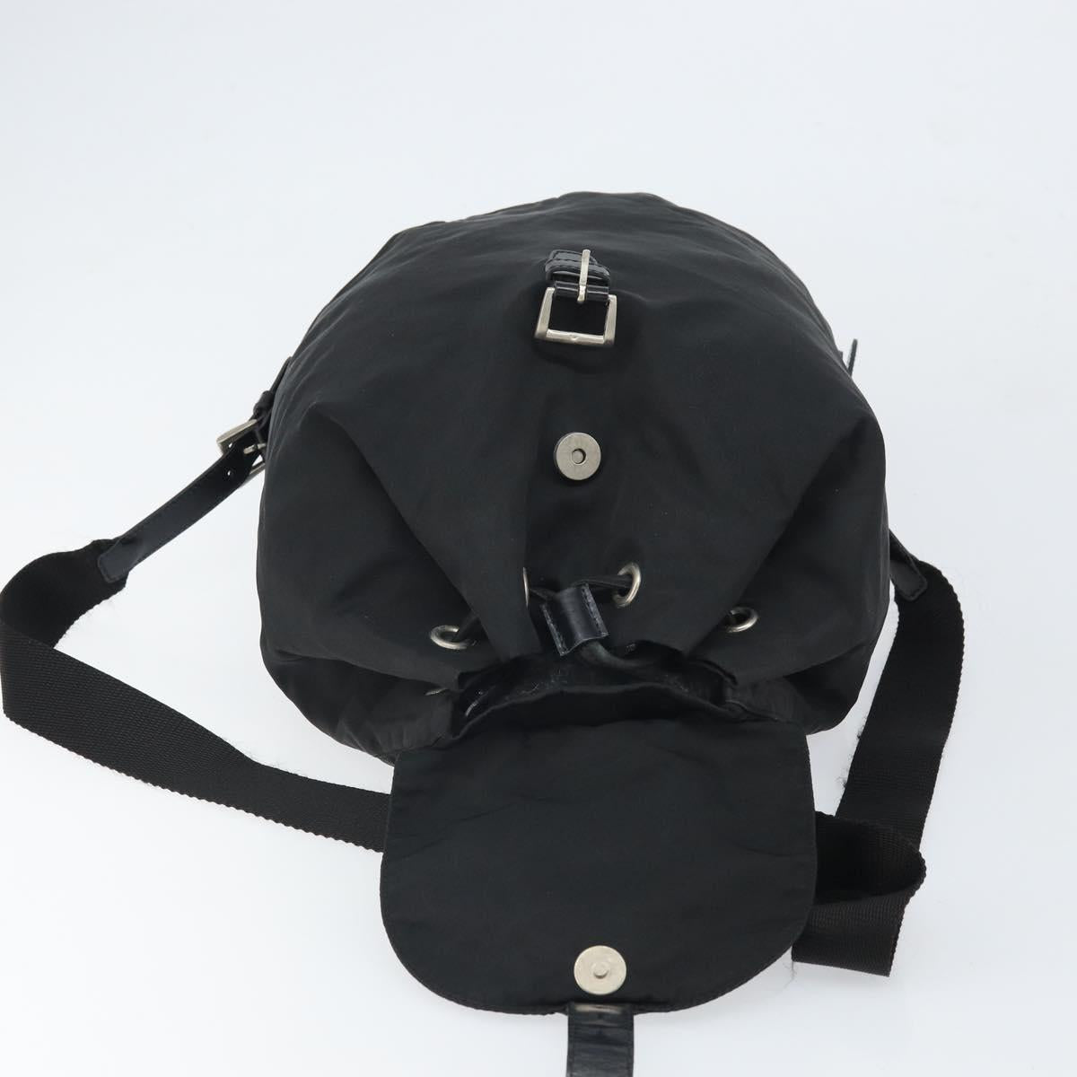 PRADA Backpack Nylon Black Silver Auth 164508