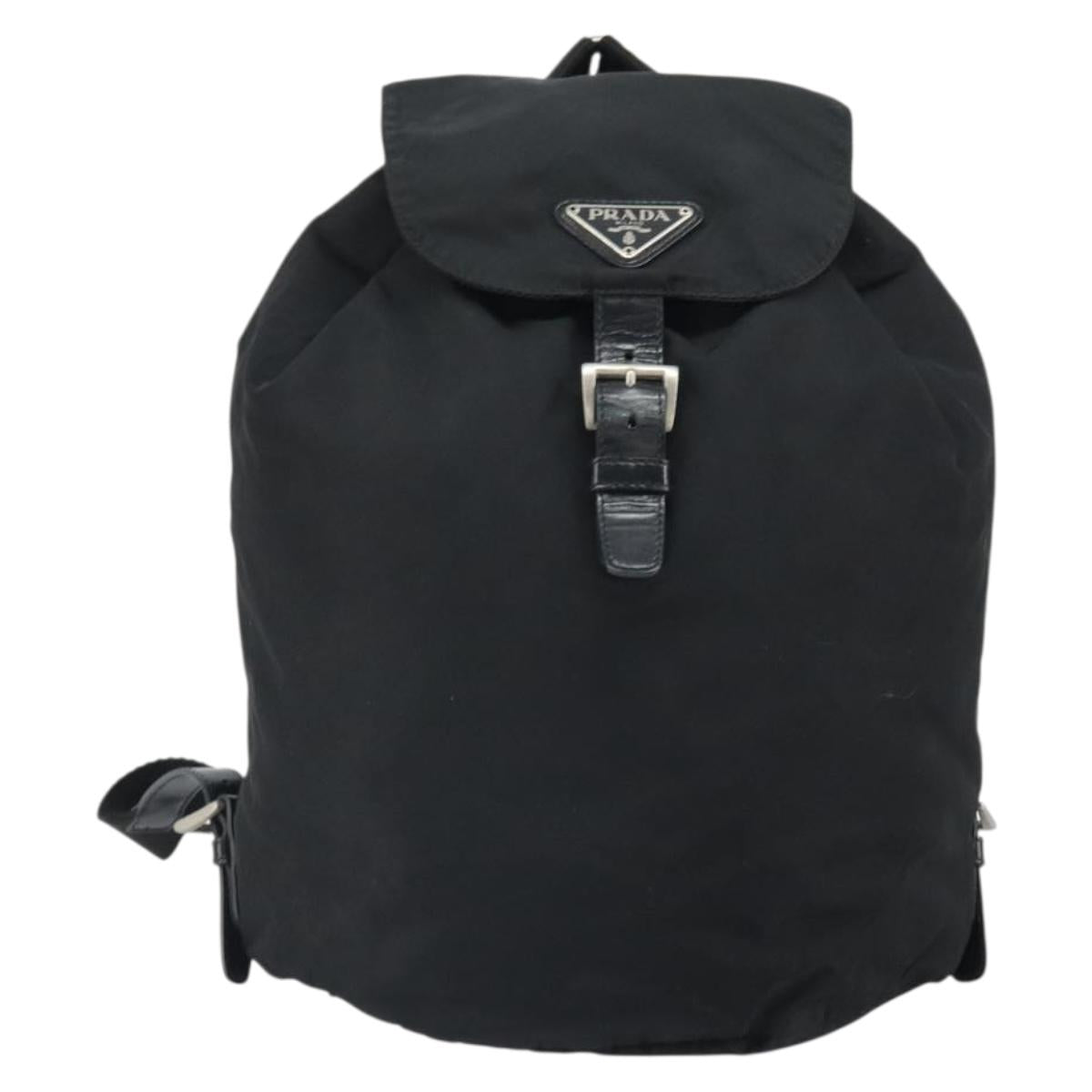 PRADA Backpack Nylon Black Silver Auth 164508