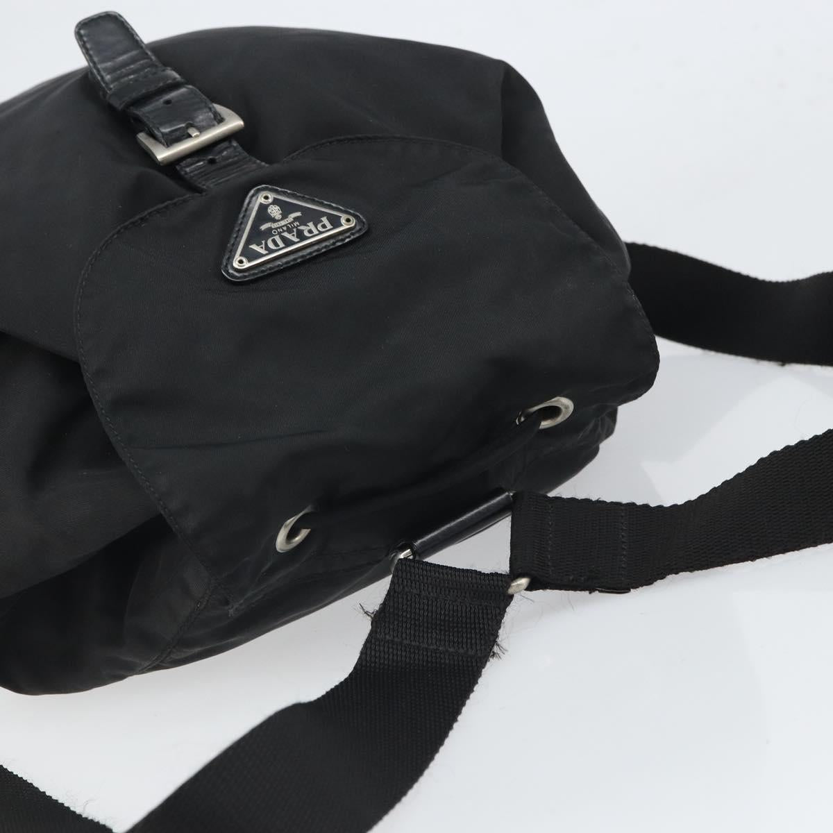 PRADA Backpack Nylon Black Silver Auth 164508