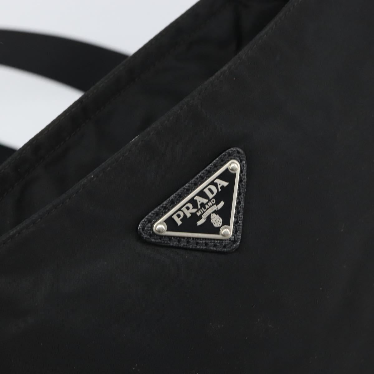PRADA Shoulder Bag Nylon Black Silver Auth 164510