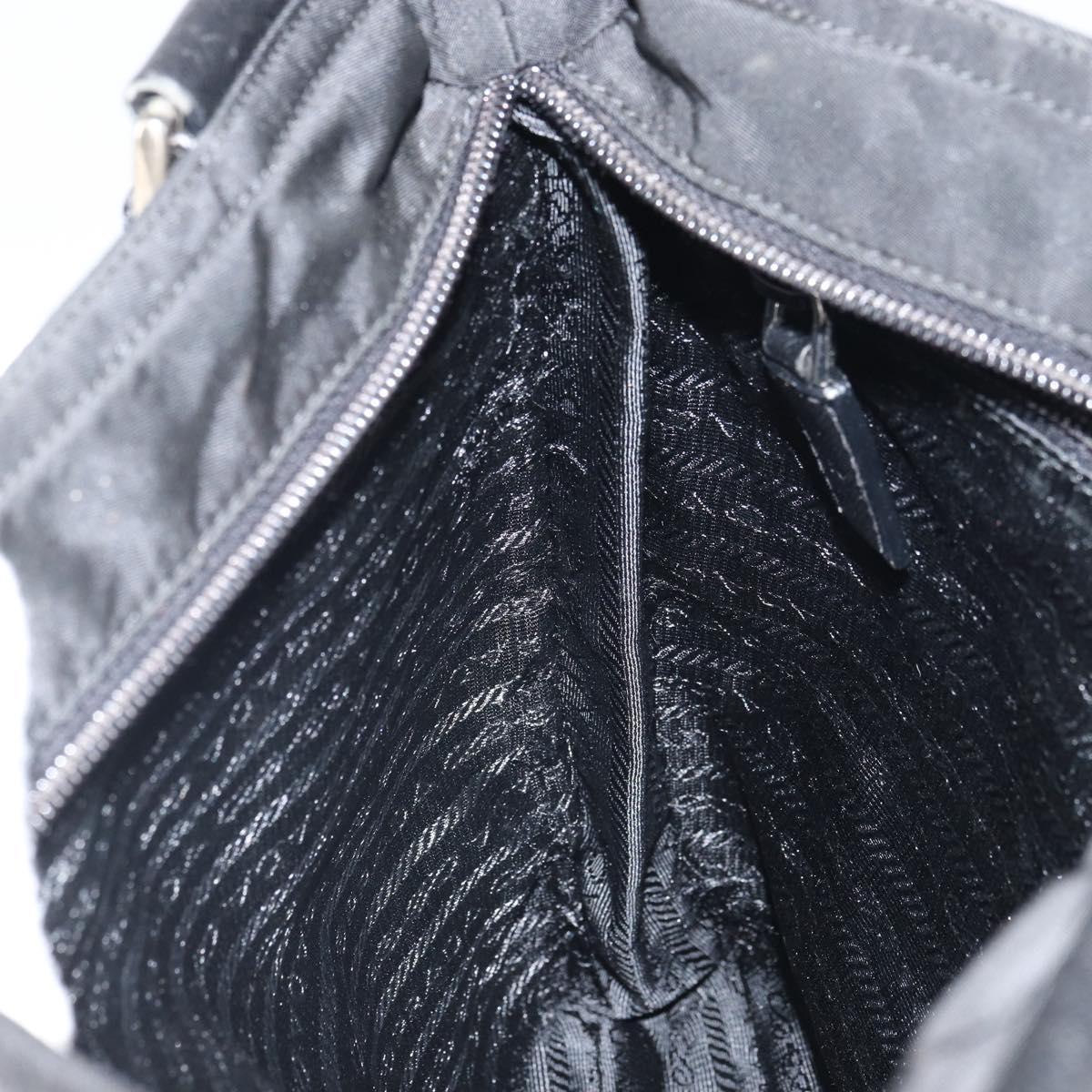 PRADA Shoulder Bag Nylon Black Silver Auth 164510