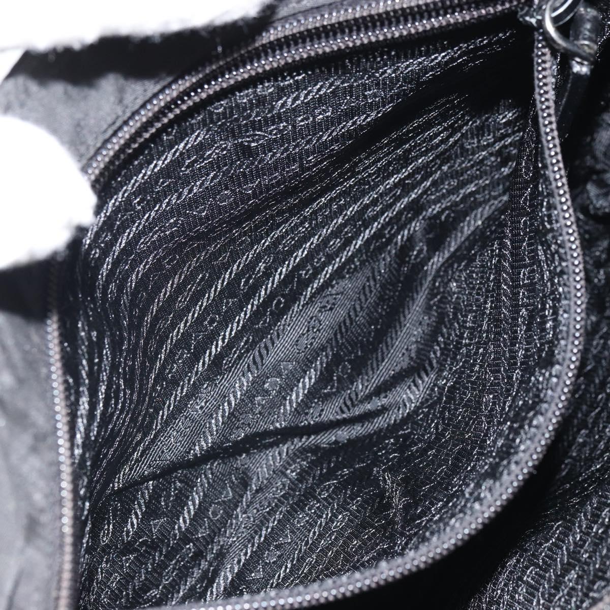 PRADA Shoulder Bag Nylon Black Silver Auth 164510