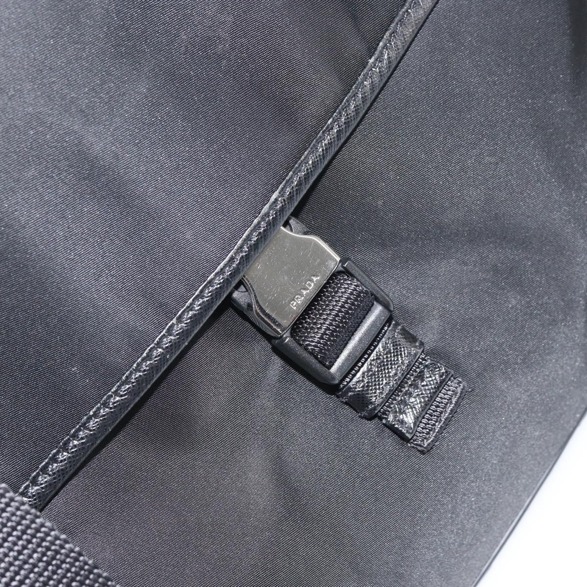 PRADA Shoulder Bag Nylon Black Silver Auth 164510