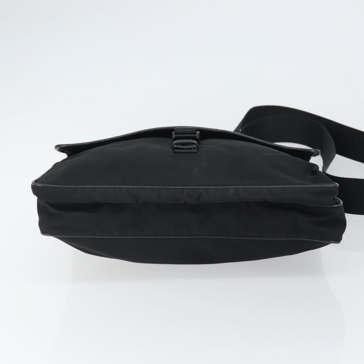 PRADA Shoulder Bag Nylon Black Silver Auth 164510