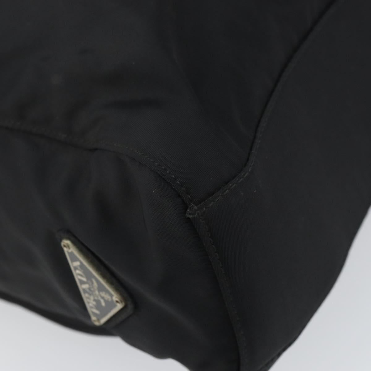 PRADA Hand Bag Nylon plastic Black Clear Silver Auth 164512