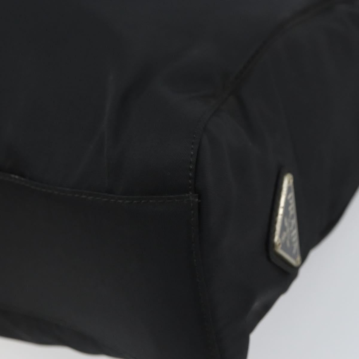 PRADA Hand Bag Nylon plastic Black Clear Silver Auth 164512
