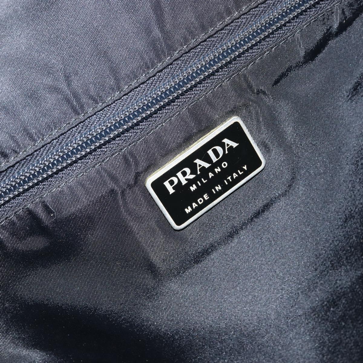 PRADA Hand Bag Nylon plastic Black Clear Silver Auth 164512