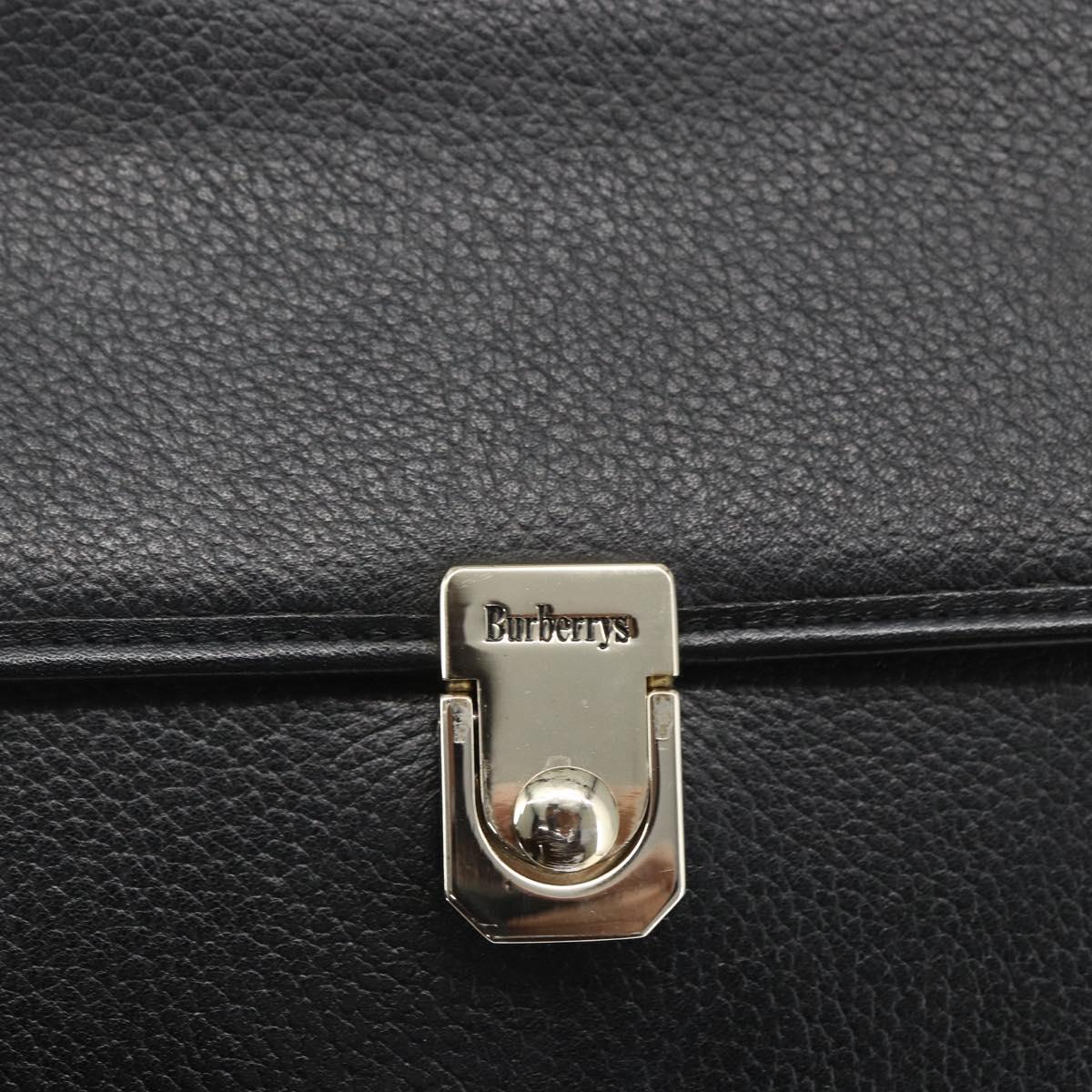Burberrys Business Bag Leather Black Silver Auth 164514