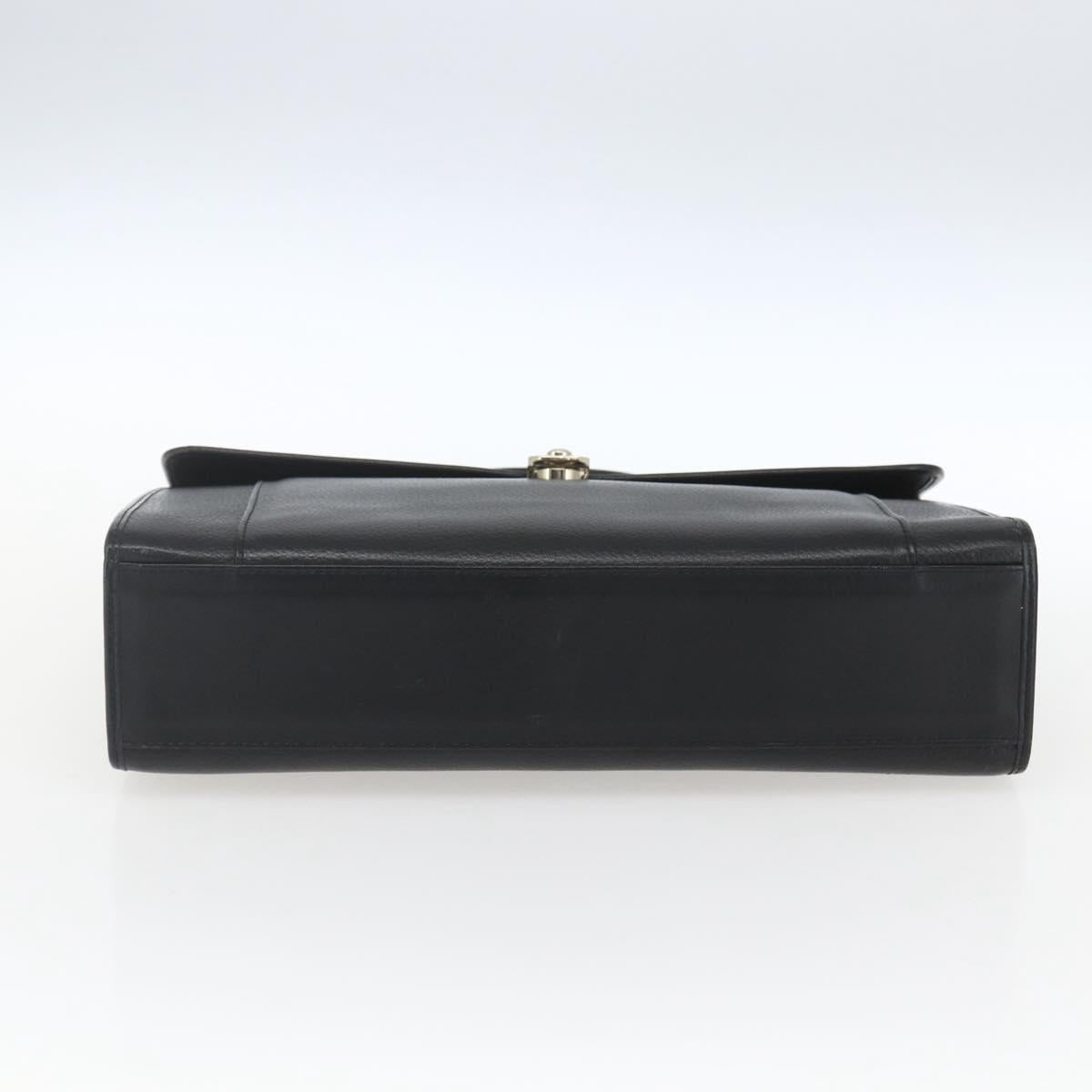 Burberrys Business Bag Leather Black Silver Auth 164514