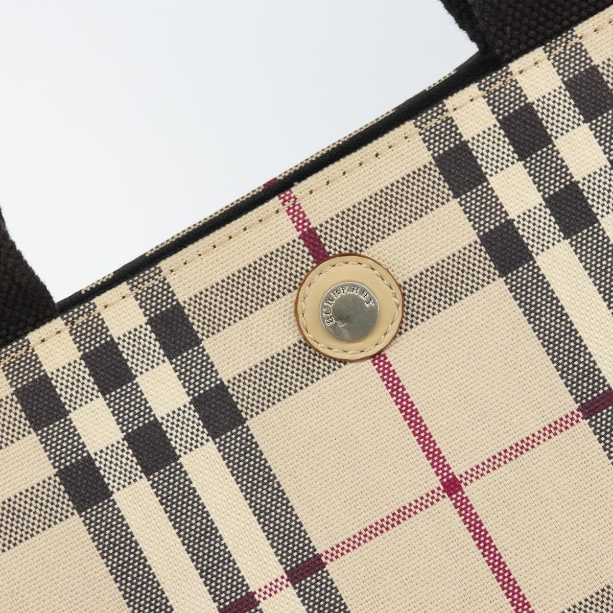 BURBERRY Nova Check Tote Bag Canvas Beige Silver Auth 164516