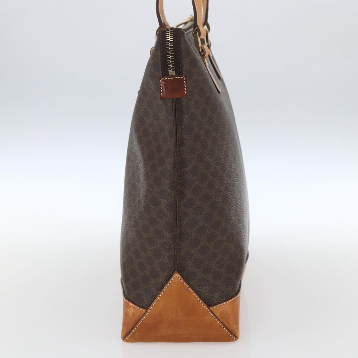 CELINE Macadam Canvas Tote Bag PVC Leather Brown Gold Auth 164523
