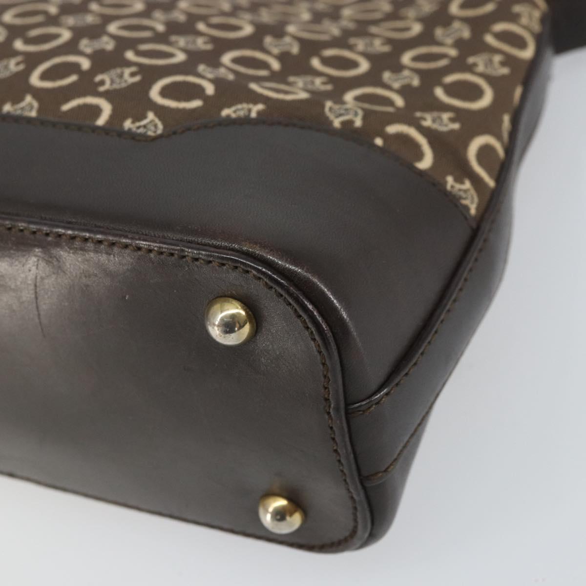 CELINE C Macadam Canvas Shoulder Bag Brown Gold Auth 164524