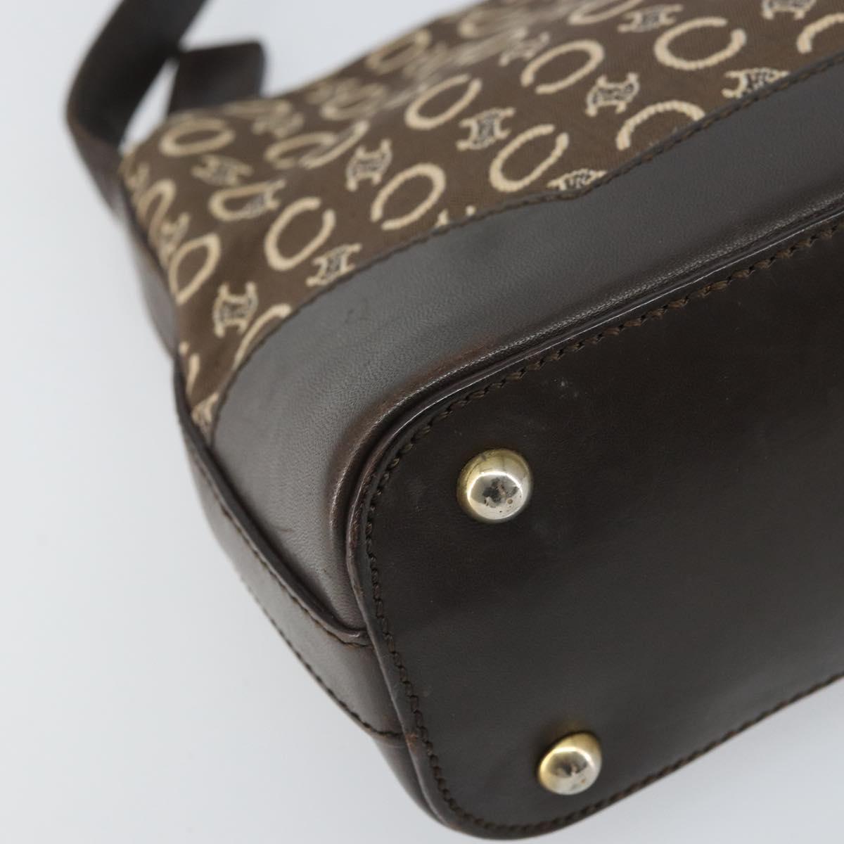 CELINE C Macadam Canvas Shoulder Bag Brown Gold Auth 164524