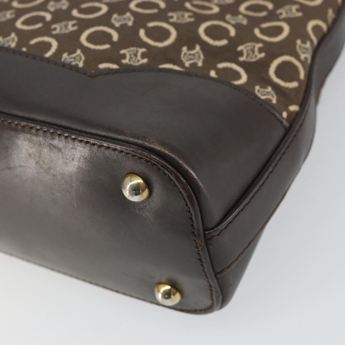 CELINE C Macadam Canvas Shoulder Bag Brown Gold Auth 164524