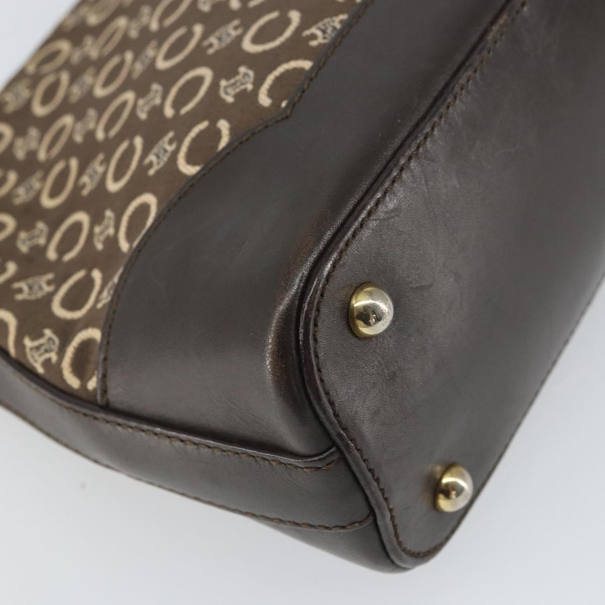 CELINE C Macadam Canvas Shoulder Bag Brown Gold Auth 164524