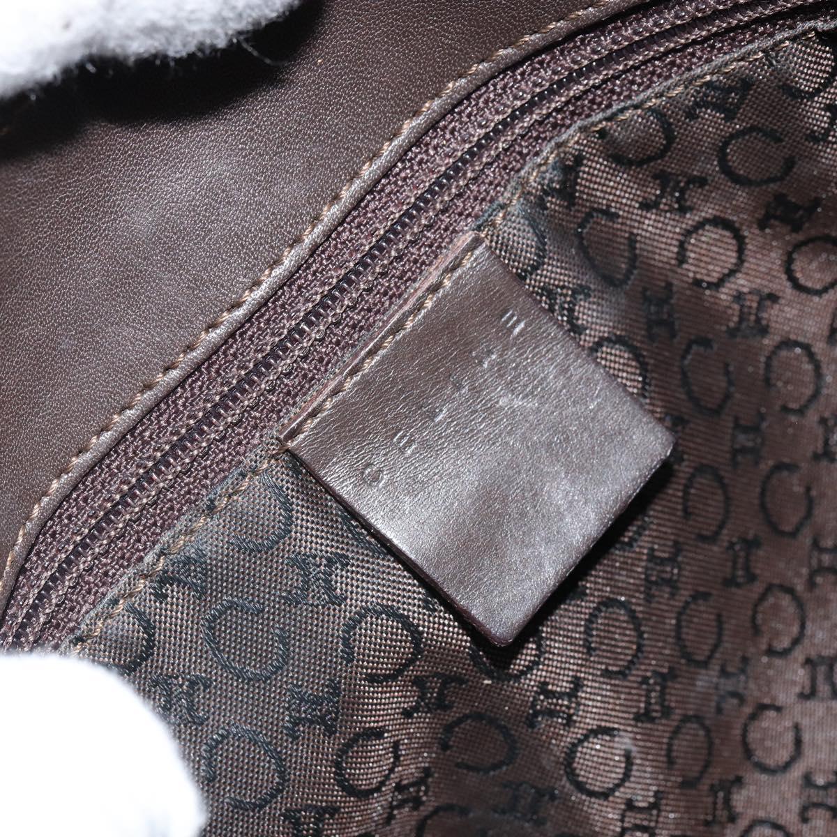CELINE C Macadam Canvas Shoulder Bag Brown Gold Auth 164524