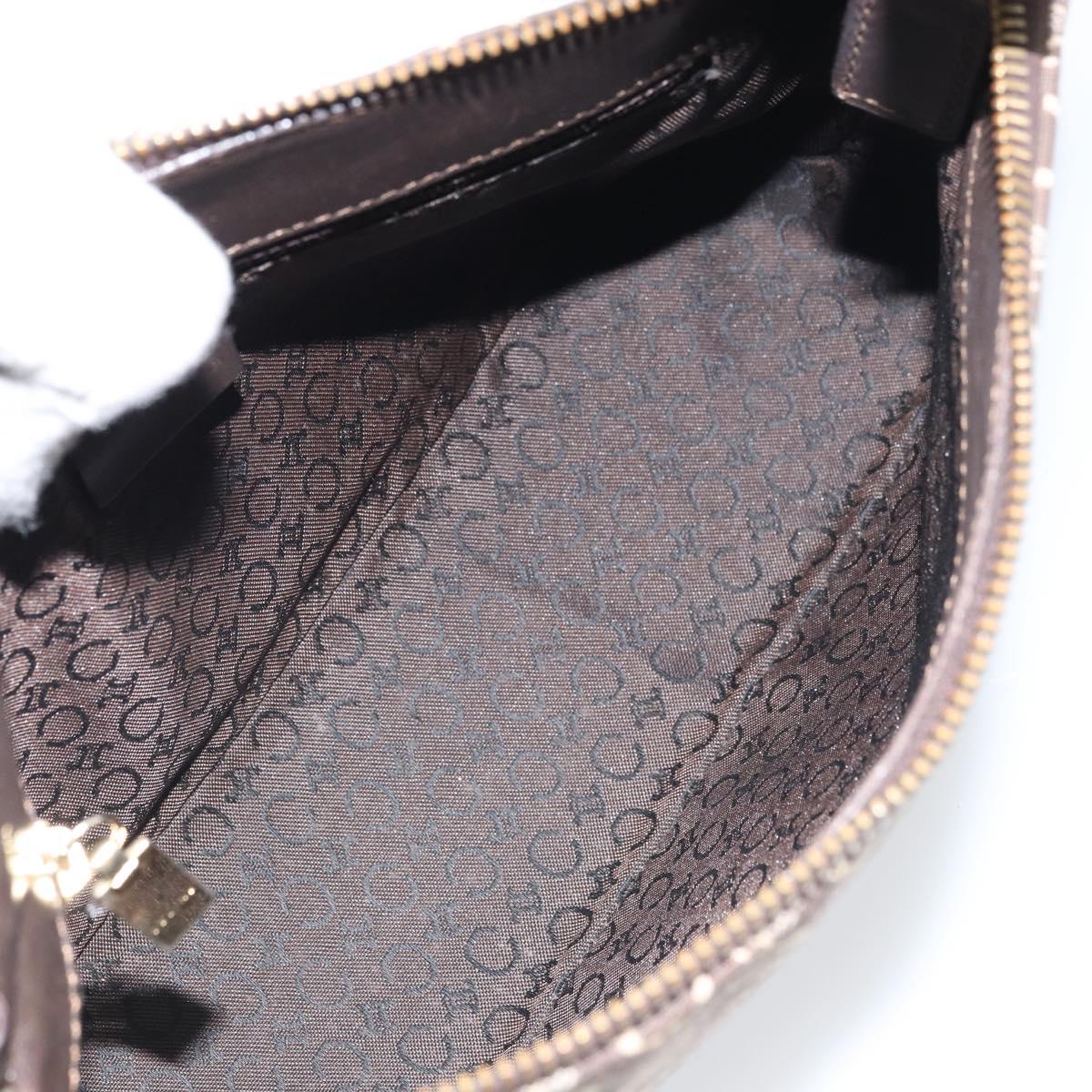 CELINE C Macadam Canvas Shoulder Bag Brown Gold Auth 164524