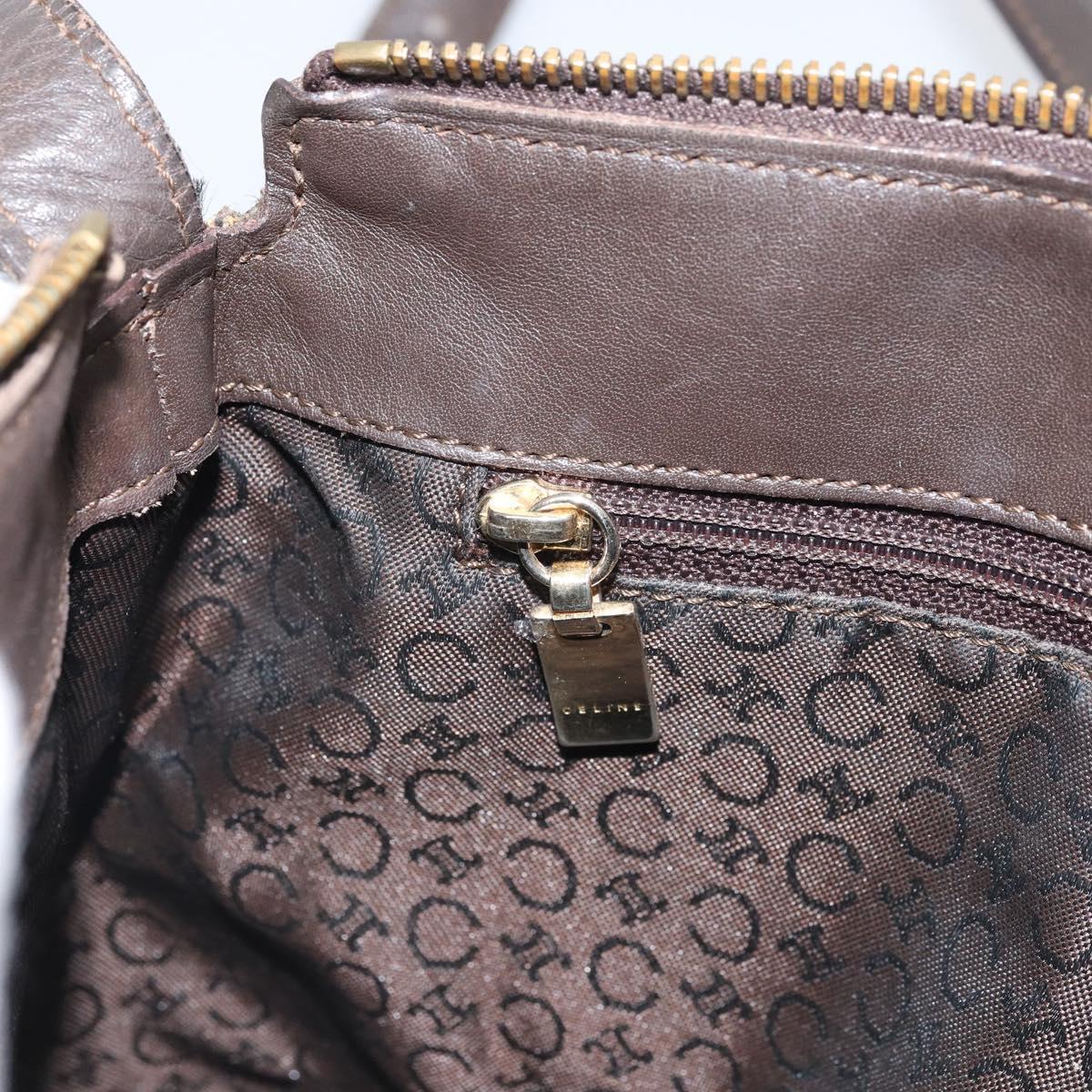 CELINE C Macadam Canvas Shoulder Bag Brown Gold Auth 164524