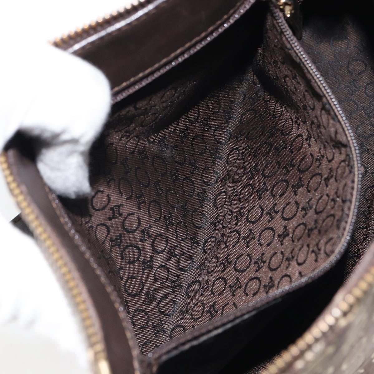 CELINE C Macadam Canvas Shoulder Bag Brown Gold Auth 164524