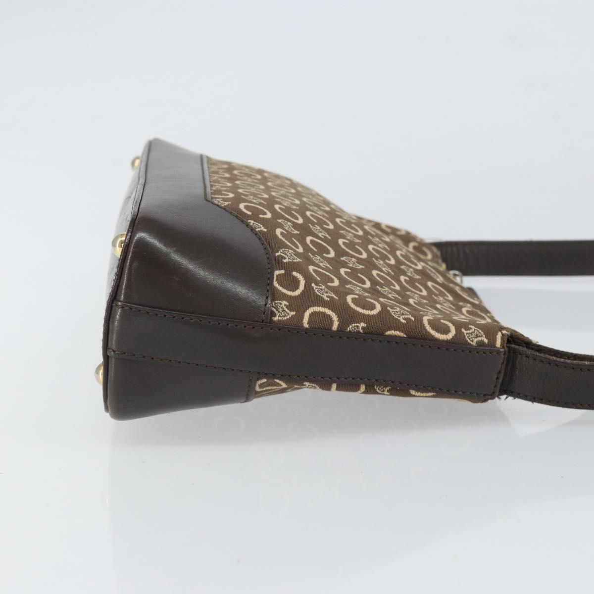 CELINE C Macadam Canvas Shoulder Bag Brown Gold Auth 164524