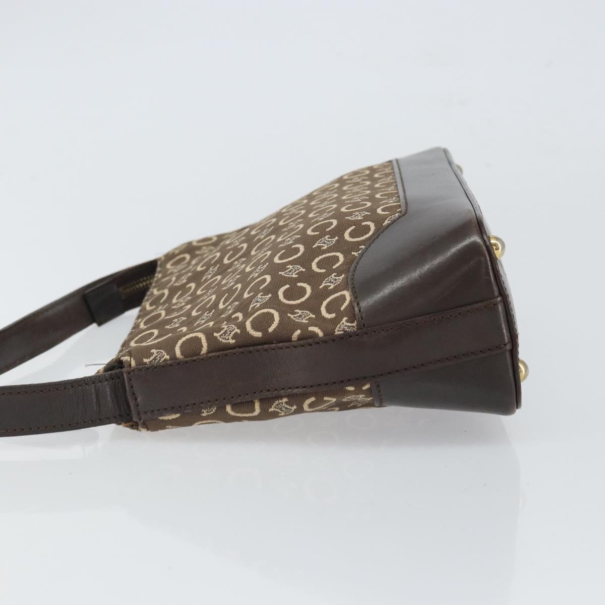 CELINE C Macadam Canvas Shoulder Bag Brown Gold Auth 164524