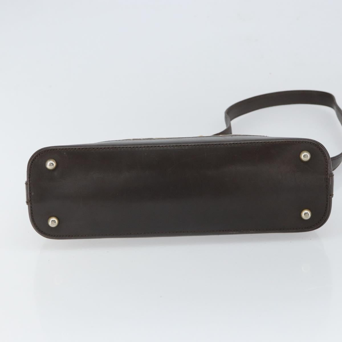 CELINE C Macadam Canvas Shoulder Bag Brown Gold Auth 164524