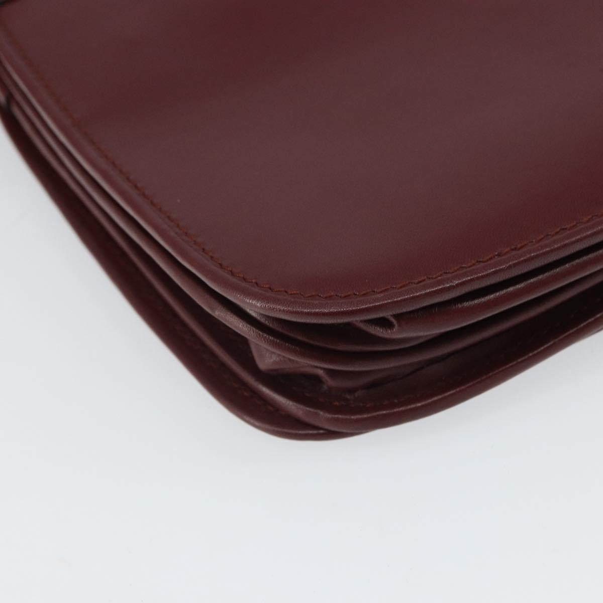 CARTIER Must Line Shoulder Bag Leather Bordeaux Gold Auth 164526
